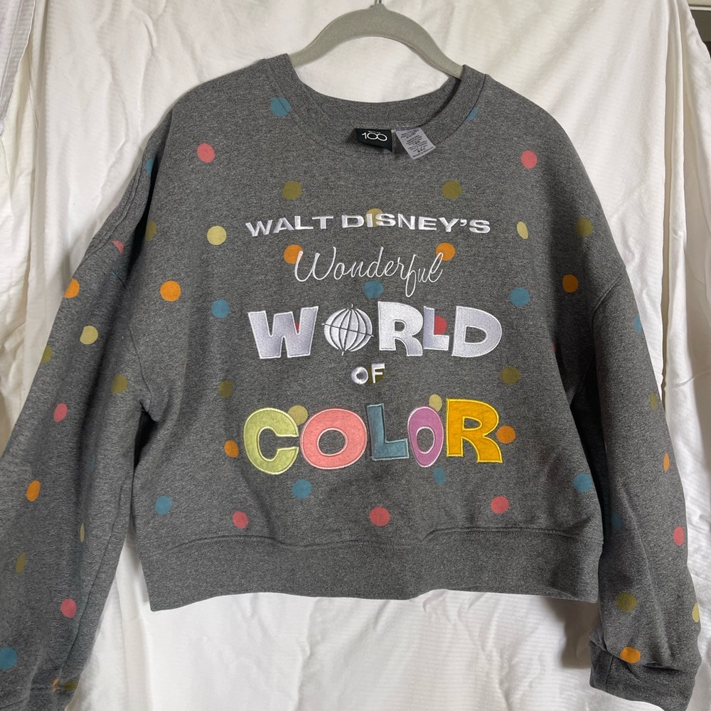 Disney Gray Sweatshirt with Multicolor Dots